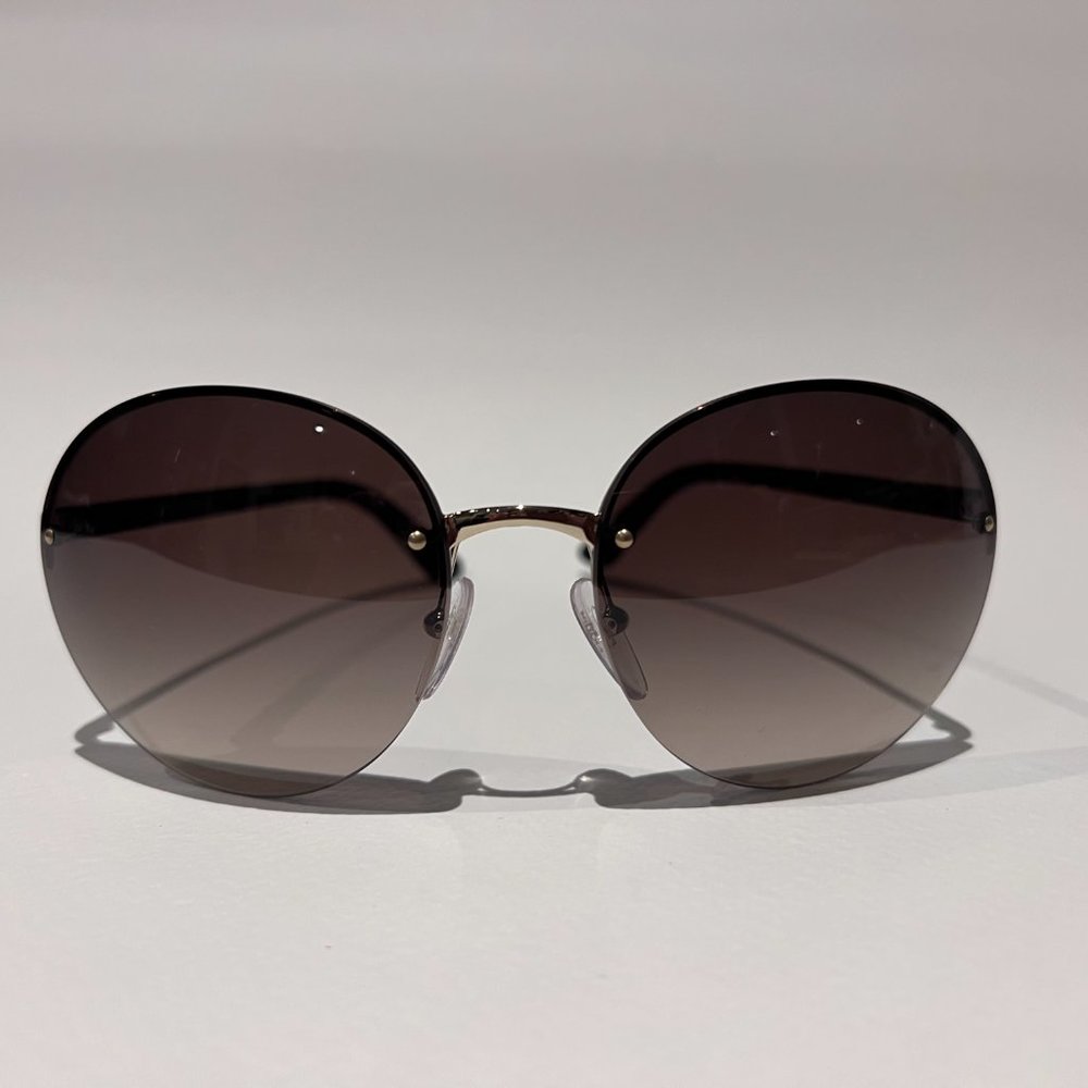 PRADA Black Semi-Rimless Gradient Sunglasses